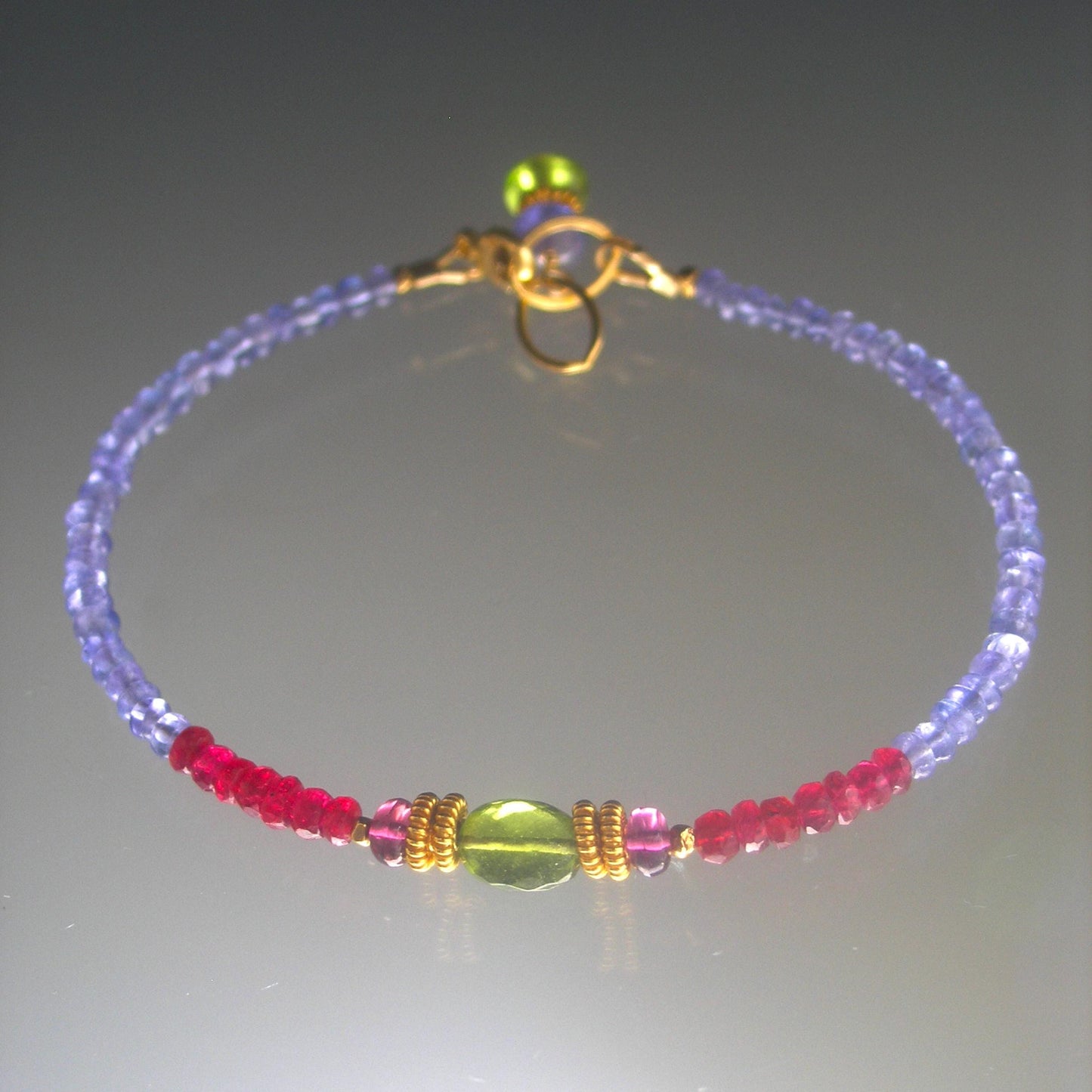 Tanzanite Vermeil Bracelet w/ Vesuvianite and Red Spinel