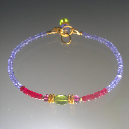 Tanzanite Vermeil Bracelet w/ Vesuvianite and Red Spinel
