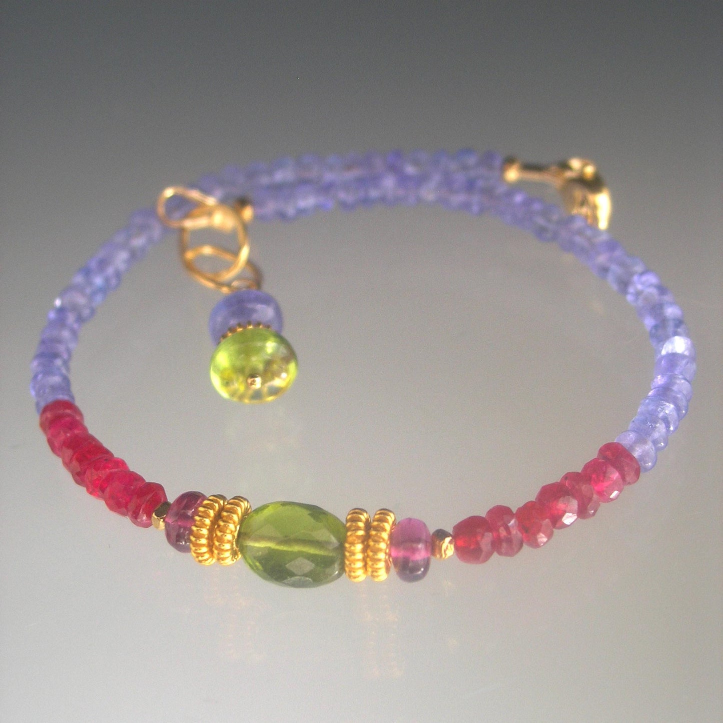 Tanzanite Vermeil Bracelet w/ Vesuvianite and Red Spinel