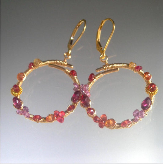 Small 14k Gold Filled Gemstone Hoops w/ Lever Backs
