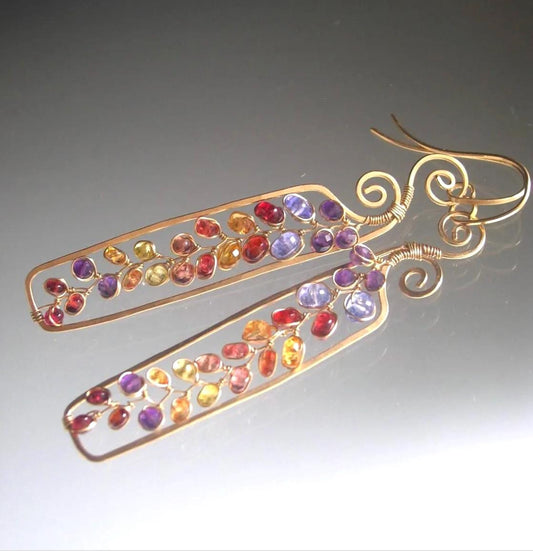 Mosaic Gemstone Earrings in 14k Gold Fill