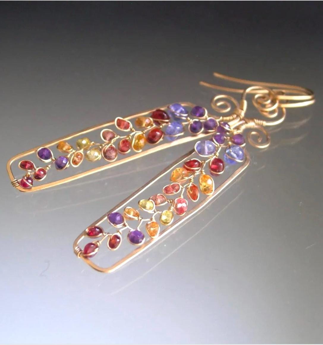 Mosaic Gemstone Earrings in 14k Gold Fill