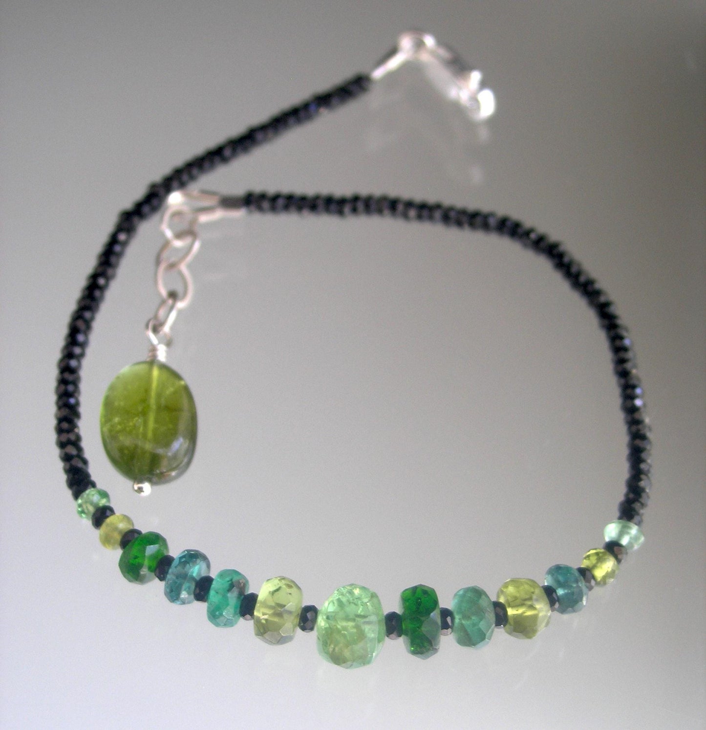 Green Emerald Black Spinel Beaded Bracelet