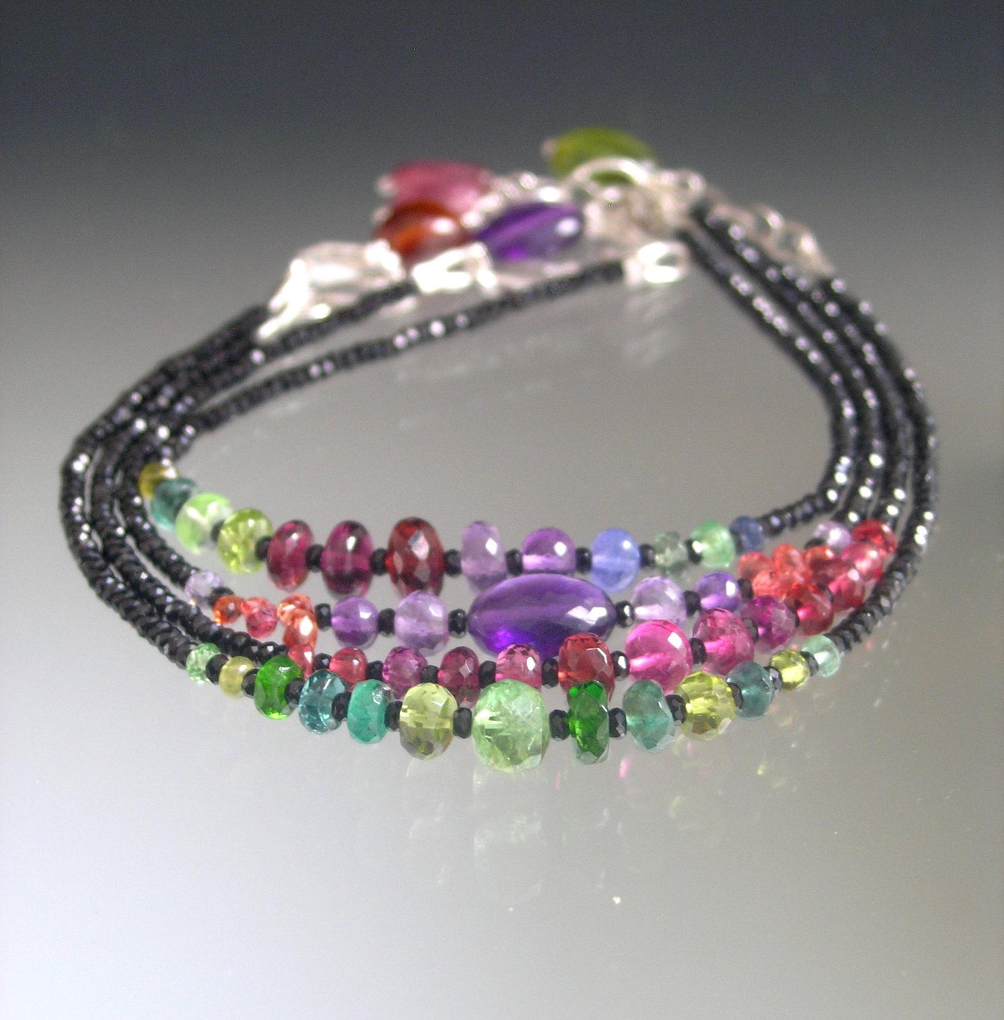 Green Emerald Black Spinel Beaded Bracelet