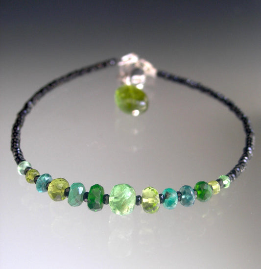 Green Emerald Black Spinel Beaded Bracelet