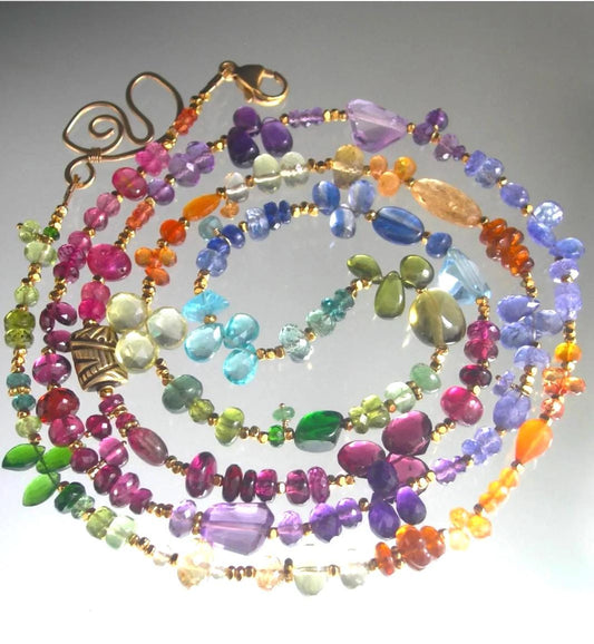 34” Rainbow Gemstone Vermeil Necklace