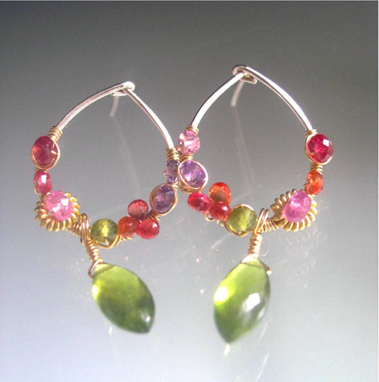 Small Gemstone Teardop Post Earrings in Sterling & 14k Gold Filled