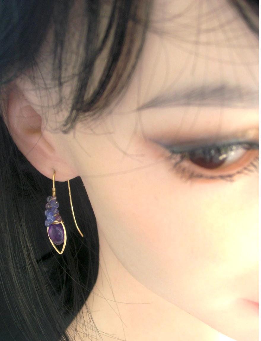 Amethyst Tanzanite 14k Gold Filled Earrings