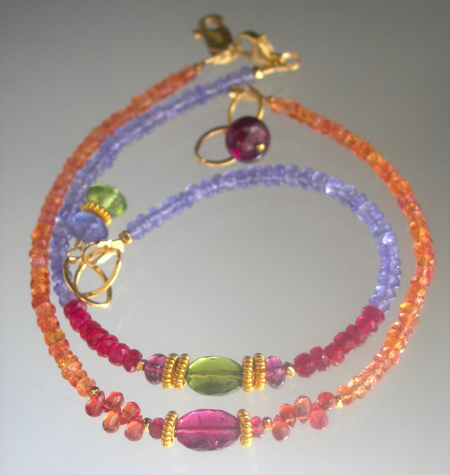 Tanzanite Vermeil Bracelet w/ Vesuvianite and Red Spinel