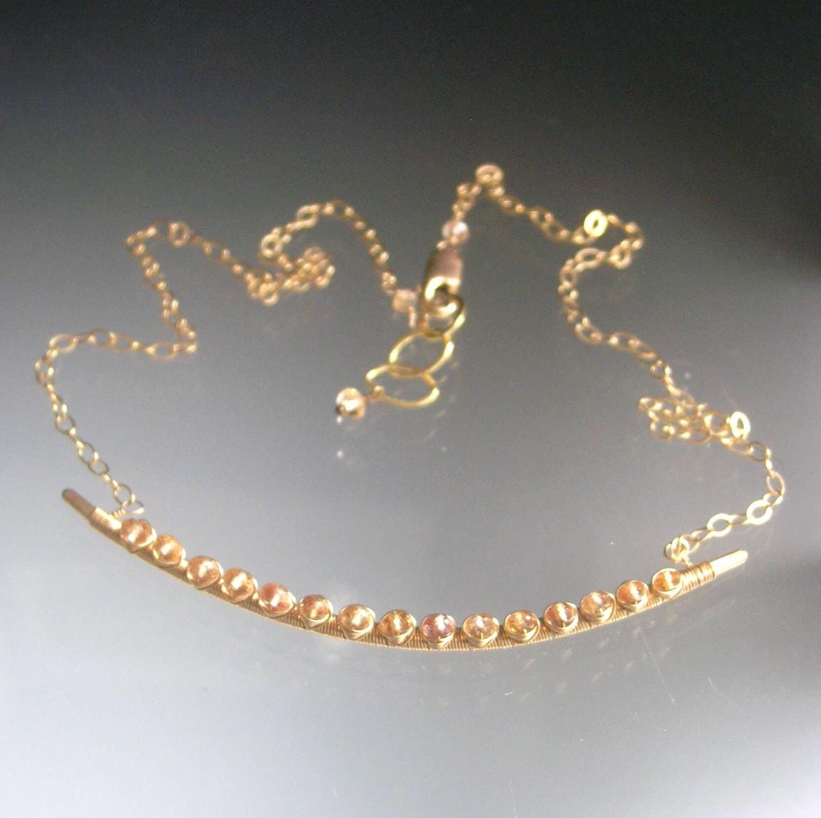 Imperial Topaz Bar Necklace in 14k Gold Fill