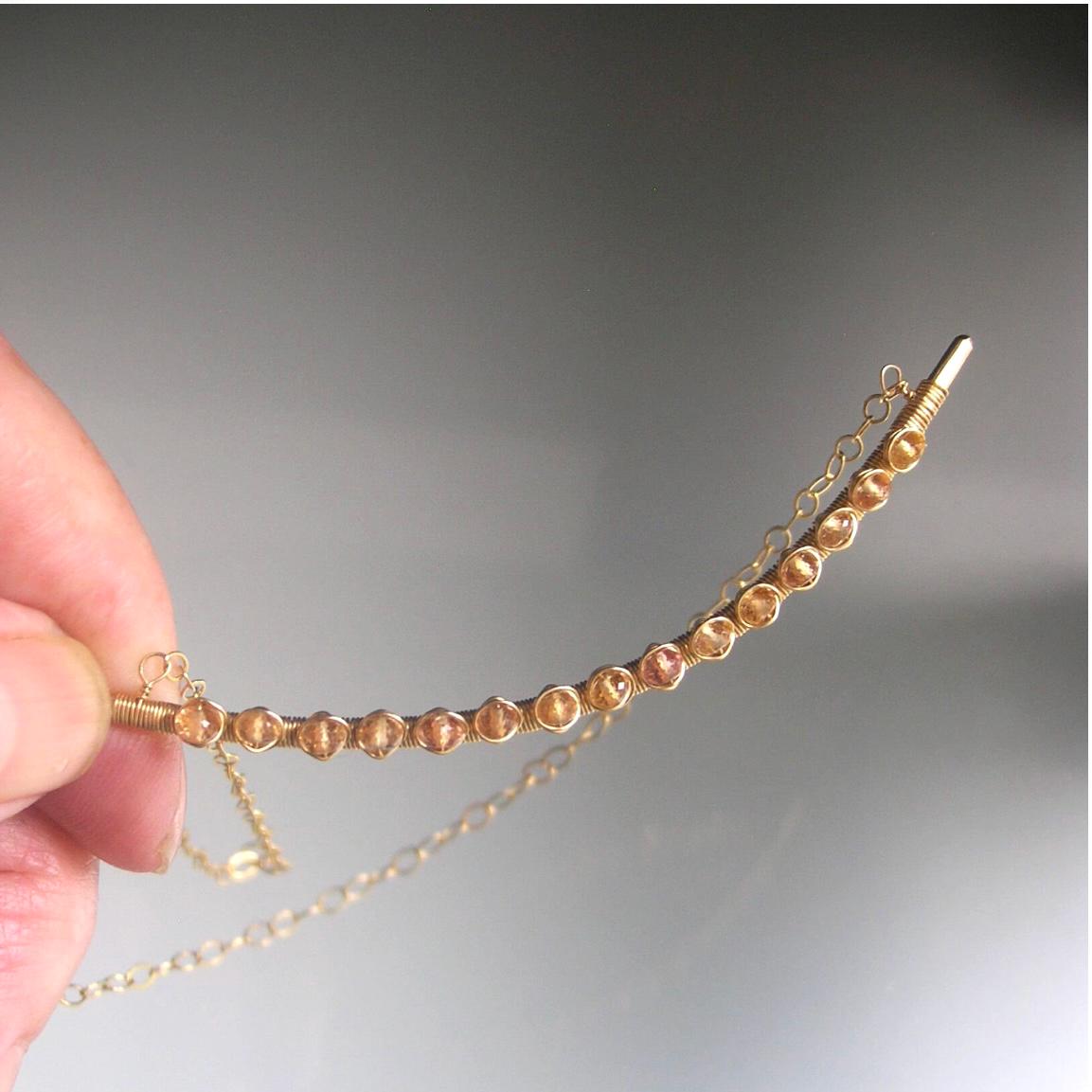 Imperial Topaz Bar Necklace in 14k Gold Fill
