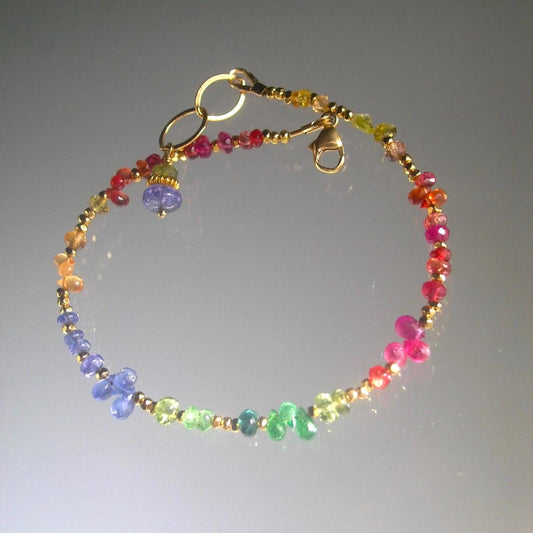 Watercolor Rainbow Gemstone Beaded Bracelet