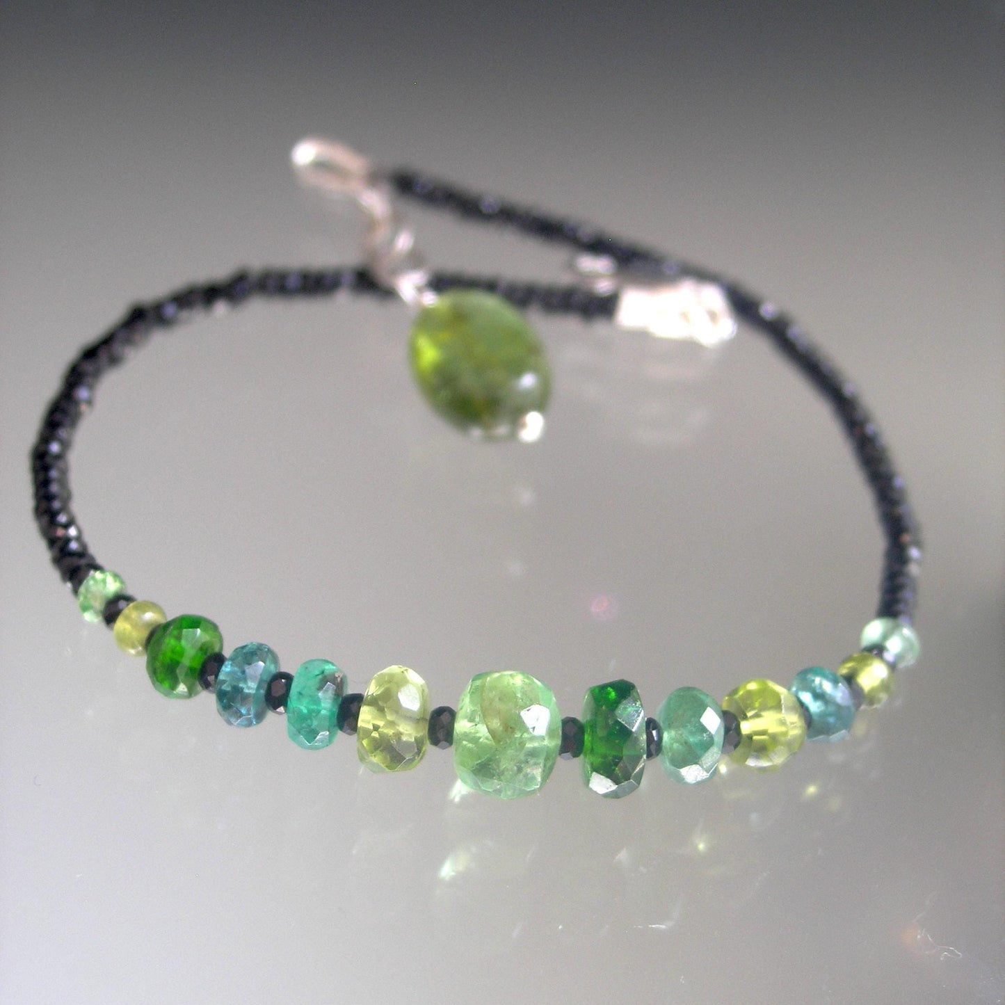 Green Emerald Black Spinel Beaded Bracelet