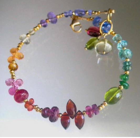 Rainbow Gemstone Vermeil Beaded Bracelet