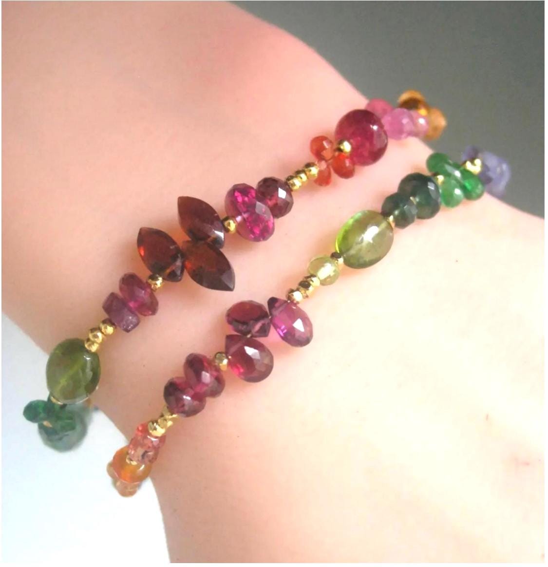 Rainbow Gemstone Vermeil Beaded Bracelet