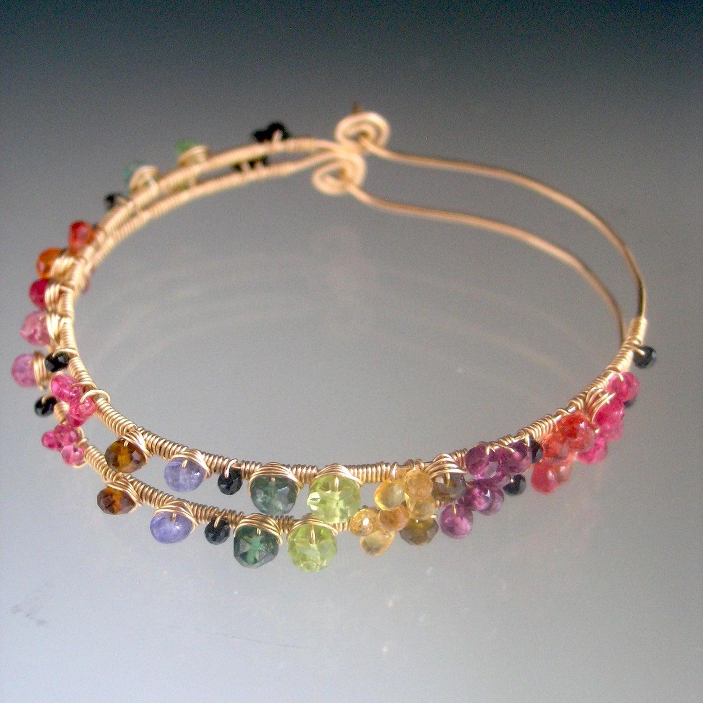Multi Gemstone 14k Gold Filled Oval Hoops