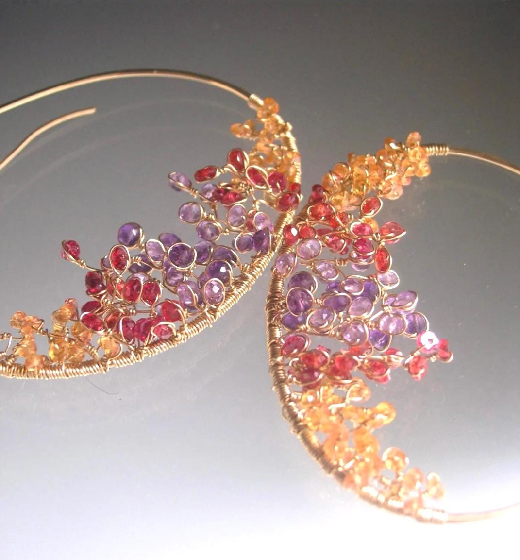 Twilight Gemstone Flame Oval Hoops 2 5/8”