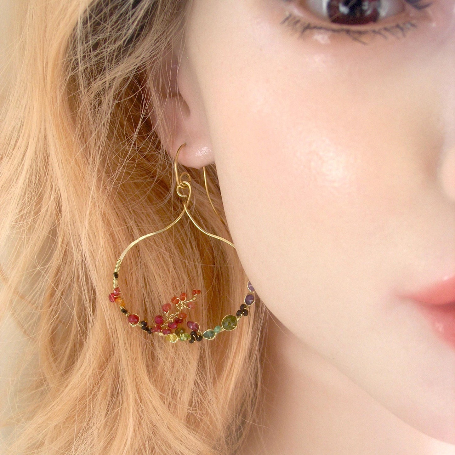 Sculptural Gemstone Gold Filled Earrings