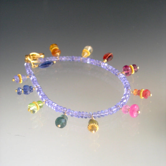 Tanzanite Bracelet w/ Multi Gemstone Charms