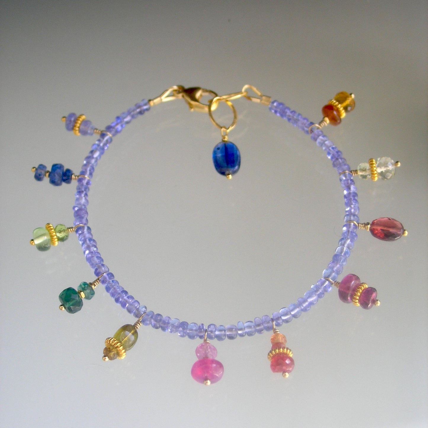 Tanzanite Bracelet w/ Multi Gemstone Charms