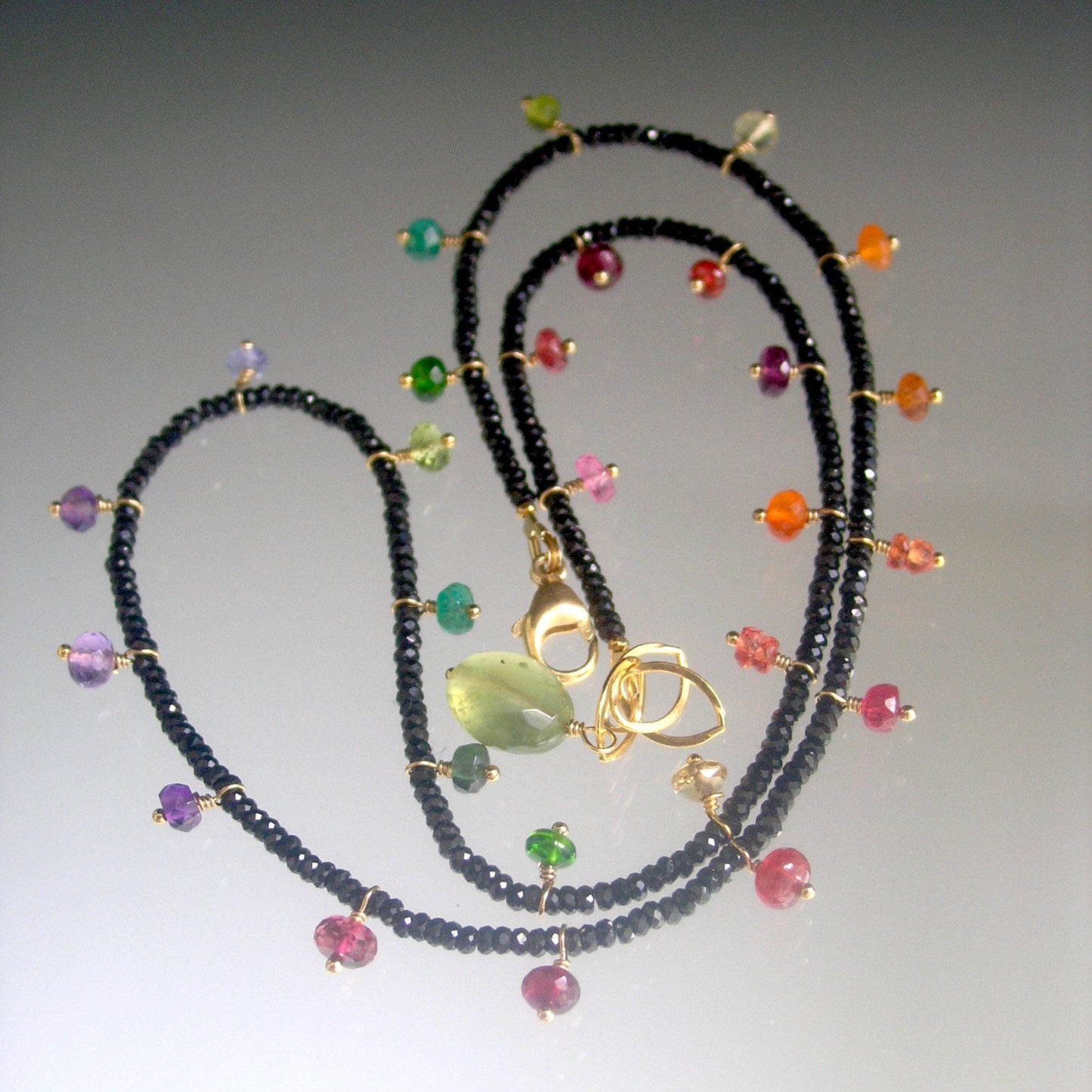 Midnight Rainbow Gemstone Necklace w/ Black Spinel